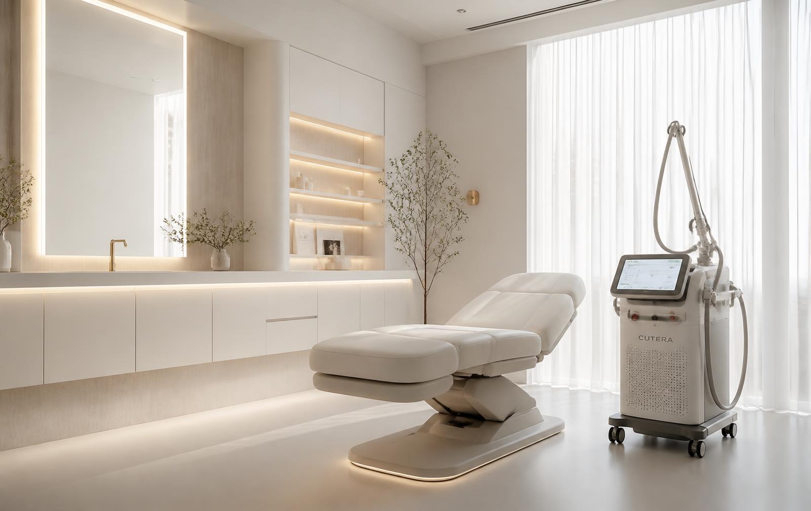 Sala de tratamento com equipamentos modernos para rejuvenescimento facial